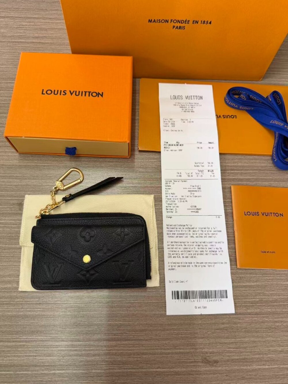 Louis Vuitton Black Monogram Empreinte Key & Card Holder with Gold Hardware